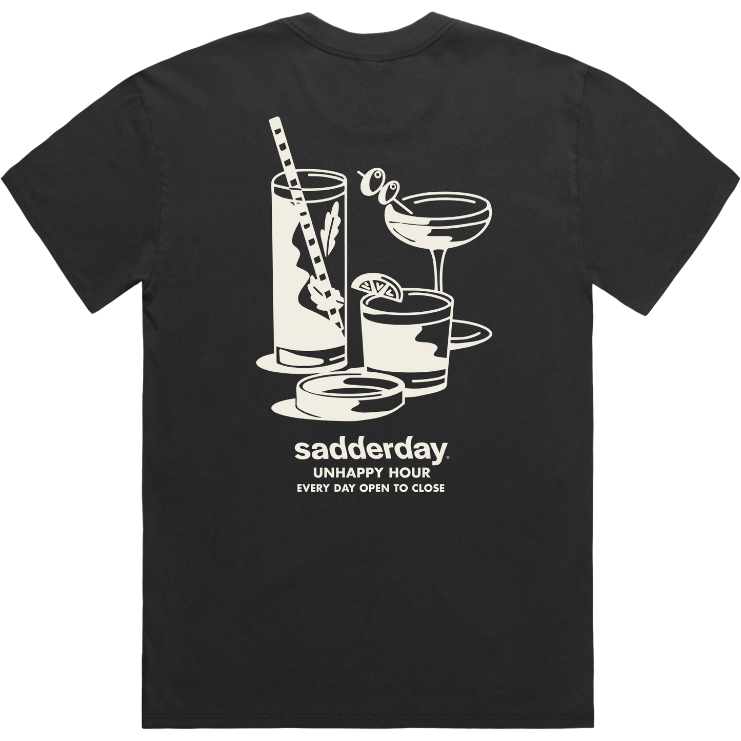 Unhappy Hour T-Shirt: Faded Black