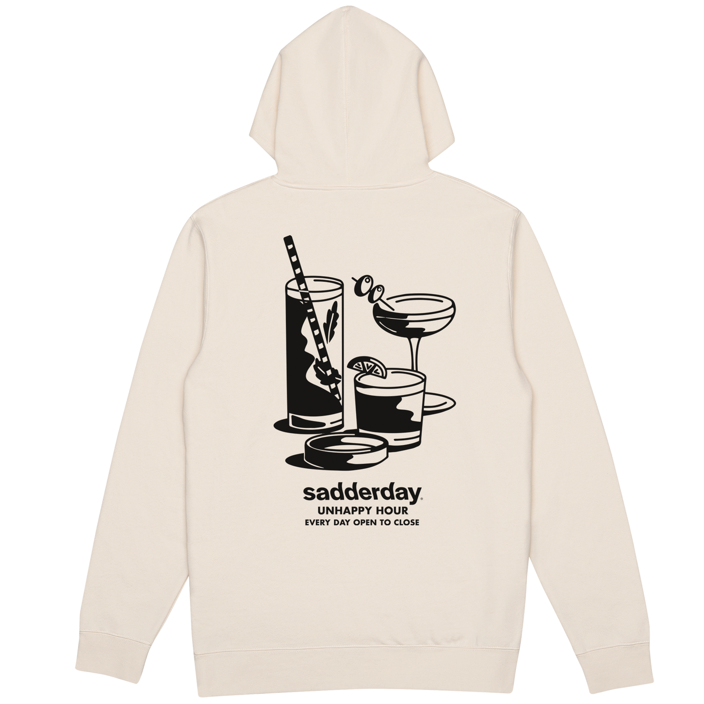 Unhappy Hour Hoodie: Ecru