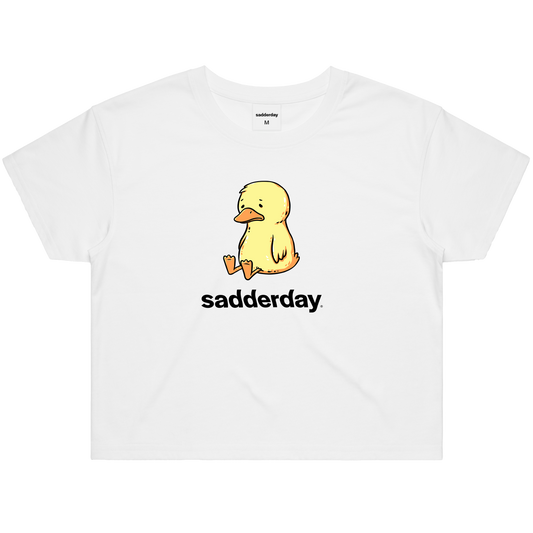 Sad As Duck: White Crop Top